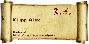 Klupp Alex névjegykártya