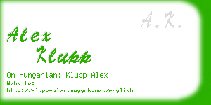 alex klupp business card